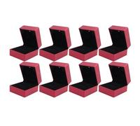 Tuesoa 8X Rings Display Box Storage Soft Velvet Tray Case Holder Stand Display Storage Box Show Jewelry Organiser LED Light Red