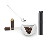 Tuesoa Bottle Coffee Bar Accessories and WDT Tool 4-Piece Set, Ceramic Dosing Vessel Tray Kit