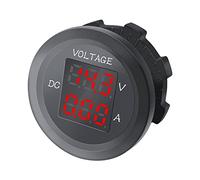 Tuesoa Car LED Digital Voltmeter DC 12V/24V LED Dual Voltmeter Ammeter Voltage Gauge for Car Boat Universal Waterproof Red