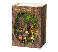 Tuesoa DIY Book Nook Kit with 3D Puzzle Model Building Wooden Bookshelf Bookend Toy Halloween Christmas Birthday Gift MINI-109