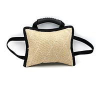 Tuesoa Dog Training Bite Tug Toy with 3 Handles Linen Bite Pillow