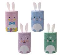 Tuesoa Easter Chocolate Jar Sweets Airtight Box with BunnyEars Lid 4pcs Table Centerpieces Decoration Food Storage Jar