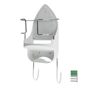 Tuesoa Iron Board Hanger Wall Mount Electric Iron Holder Iron and Ironing Board Storage Organizer Shelf with Removable Hooks -2