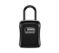 Tuesoa Outdoor Password Key Boxs Extended Locking Hook Steel Wire Hanging Key Storage Waterproof Key 4 Digit Code Box Easy Install Black