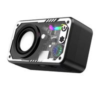 Tuesoa Portable Intelligent Mini Speaker Bluetooth-Compatible 5.3 with LED Colorful Light Transparent Mecha Type-C Charging B