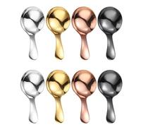 Tuesoa Small Scoops for Canisters,Total of 8 Pcs Short Handle Spoons for Salt Sugar Condiments Coffee Tea Dessert