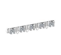 Tuesoa Stainless Steel Wall Mount Bracket 5 Racks and 4 Hooks Broom Organizer Tool Rack for Home Kitchen Garage Gray