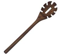 Tuesoa Walnut Wood Spaghetti Pasta Server Long Handle Wooden Pasta Spoon with Teeth Pasta Forks Walnut Wooden Cooking Utensils