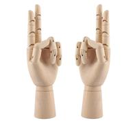 Tuesoa Wooden Hand Model Set 2 PCS, 12 Inches Left and Right Hand Model Set Art Mannequin Figure with for Hand Jewelry Display, Decoration