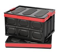 Tuevob 2 Pack Collapsible Storage Boxes Shelf Crates 30L Lidded Storage Bins Plastic Tote Storage Box Container Stackable Folding Utility Crate Clothes Book Snack Shoe Grocery Holder Organizer-Black