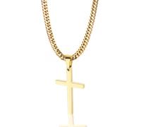 Cross Necklace Men/Women - Stainless Steel Pendant Necklace Simple Jewelry Gift with 22/24/26" Long Silver/Gold Chain, 26.0 Inches, Stainless Steel, No Gemstone