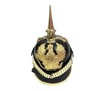 Tuezy Prussian Pickelhaube Helmet Replica - German Spiked Helmet - Brass & Leather Costume Helmet for Reenactment, Display & Collectors