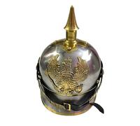 Tuezy Prussian Pickelhaube Helmet Replica - German WW1 Spiked Helmet | Steel & Brass Historical Military Headgear for Display & Costume