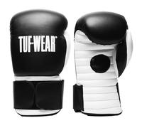 Tuf Wear Cruise Coach Synthetic Leather Spar Training Boxing Padded Palm Coaching Hook And Loop Sparring Gloves, One Size, Adults Black White, TW35308