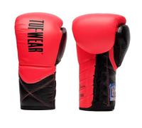 Tuf Wear Falcon Contest BBBofC Approved Hide Leather Lace Up Boxing Training Competition Gloves Adults, 8oz, 10oz, Neon Pink Black, TW28513-NEONPINK
