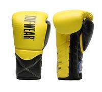 Tuf Wear Falcon Contest BBBofC Approved Hide Leather Lace Up Boxing Training Competition Gloves Adults, 8oz, 10oz, Neon Yellow Black, TW28513-NEONYE