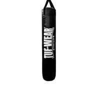 Tuf Wear Hard Wearing Synthetic Leather Punchbag Boxing Combat Sport 5FT Large Vertical Logo Filled Training Bag with Hanging Straps, Black, TW15073Bl
