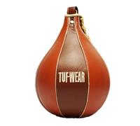 Tuf Wear Hide Leather Boxing Training MMA Gym Equipment Fitness Improve Reflexes Hand To Eye Coordination 8 Panel Speed Ball, Classic Brown, TW10819
