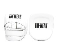 Tuf Wear Infinity Elite Hide Leather Cuban Pads Boxing, MMA, Coaching, Gym Training Six Layer Padding Gel Palm Ball Cuban Pads, White,TW28059WhiteBla
