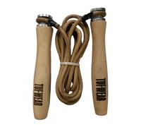 Tuf Wear Leather Skipping Boxing Fitness Training Gym Cardio Wooden Handles Fast Speed Bearing Swivels Skip Jump Rope, 7ft, 8ft, 9ft, 10ft, TW13532