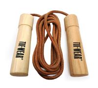 Tuf Wear Leather Skipping Rope (Wooden Handle) - Beige - 8ft
