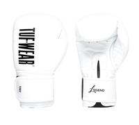 Tuf Wear Legend Leather HOOK AND LOOP Sparring Gloves - White - 18oz