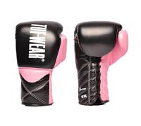 Tuf Wear Legend Hide Leather Lace Up Boxing Training Workout MMA Bag Sparring Gloves Adults, 12oz, 14oz, 16oz, Black, Pink, TW34544BLACK/PINK