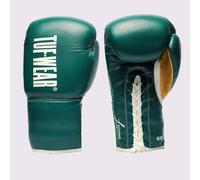 Tuf Wear Legend Leather Lace Up Boxing Training Workout MMA Bag Sparring Gloves Adults, 10oz, 12oz, 14oz, 16oz, Green/Gold, TW33788GREEN/GOLD