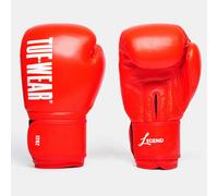 Tuf Wear Legend Leather HOOK AND LOOP Sparring Gloves - Red - 10oz