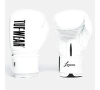 Tuf Wear Legend Leather HOOK AND LOOP Sparring Gloves - White - 14oz