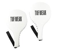 Tuf Wear PU Boxing, MMA, Kickboxing, Coaching, Speed, Durable Training Punch Paddles, Wrist Loop for Added Safety, White TW10942White