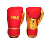 Tuf Wear Wham Durable Synthetic Leather Hook And Loop Boxing Training Workout Sparring Gloves Kids, Junior Boxer, 4oz, 6oz, 8oz, 10oz Matte Red, Gold
