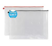 Tuff Bag - Assorted Colours - Zip Closure Storage Pouches for Pens, Pencils, Stationery & Documents - Durable School & Office Organiser (A2)