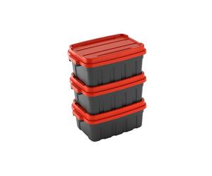 Tuff Box 37L Storage Boxes with Lid Set of 3 - Black