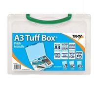 Tuff Box Tiger A3 Clear (Green Handle) Plastic Multi Purpose Storage Carry Case
