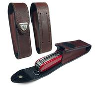 TUFF LUV Personalised [Compatible with Victorinox] Leather Belt Pouch 40547 (111mm / 2-4 Layers) Including (Hunter, Skipper, Forester, Outrider, Soldier) - Brown