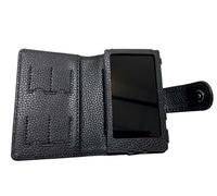 TUFF LUV Premium Faux Leather Case [Compatible With Sony Walkman] NW-A300 Series [A307, A306, A303] - Elegant Black Protective Cover with Magnetic Clasp & 4 Micro SD Card Slots