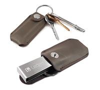 TUFF LUV Premium Faux Leather Case with Pocket Clip & Keyring for Ledger Nano S & X (Cryptocurrency Wallet) - Durable & Stylish Protection - Brown