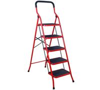 TUFF MATE 5 Step Folding Step Ladder with Handrail Steel Step Stool with Wide Non-Slip Treads