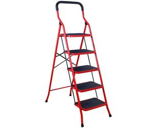 TUFF MATE 5 Step Folding Step Ladder with Handrail Steel Step Stool with Wide Non-Slip Treads