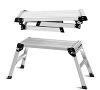 TUFF MATE Aluminium Work Platform Robust and Sturdy 2 Step Folding Hop Up Fold Bench Stool Work Platform Foldable Design To Sit On, Indoor/Outdoor Job Step Ladder TUFF MATE