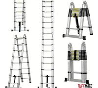 Telescopic Ladder 5.6m Multi Purpose with Stabiliser, 264cm + 264cm, A Frame or Straight, Multi Purpose Combination Step Ladder, Extension Ladder EN131 Standards TUFF MATE