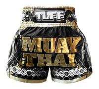 TUFF Muay Thai Shorts Boxing Trunks (TUF-MS634-BLK, M)