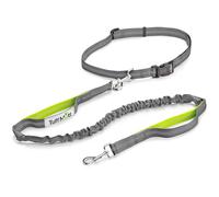 Tuff Mutt Hands Free Dog Leash for Running, Walking, Hiking, Durable Dual-Handle Bungee Leash, Reflective Stitching, 4-Foot Long, Adjustable Waist Belt (Fits up to 42" waist)