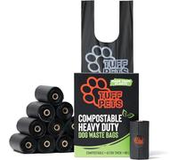Tuff Pets Biodegradable Dog Poo Bags with Handles - Heavy Duty Compostable Pet Waste Bags, Leak Proof Dog Waste Pickup Rolls, 50% Thicker & Stronger
