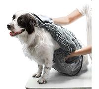 Tuff Pupper Quick Dry Towel for Dogs | Ultra Absorbent Microfiber Shammy | Extra Large 85x35cm Size Dog Bath Towel | Comfortable Hand Pockets | Indoor Outdoor Use | Durable Material | Machine Washable