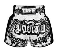 TUFF Retro Muay Thai Shorts Boxing Shorts Classic Slim Cut MMA Kickboxing Workout Set Clothing Training (UK, Alpha, S, Regular, Regular, TUF-MSC108-WHT)