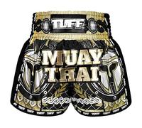 TUFF Retro Muay Thai Shorts Boxing Shorts Classic Slim Cut MMA Kickboxing Workout Set Clothing Training (UK, Alpha, L, Regular, Regular, TUF-MSC109-BLK)