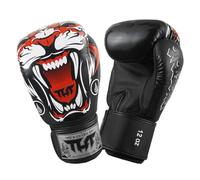 TUFF Sport Black Tiger Muay Thai Boxing Gloves Black