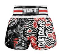 Tuff Sport Muay Thai Boxing Shorts Retro Styles Classic Slim Cut MMA Kickboxing Workout Set Clothing Training, Tuf-rms102-blk, Large